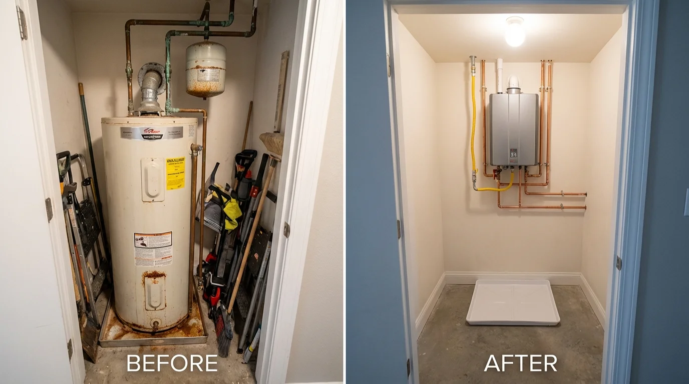 Tank water heater versus wall-mounted tankless unit comparison for Springfield, VT homeowners